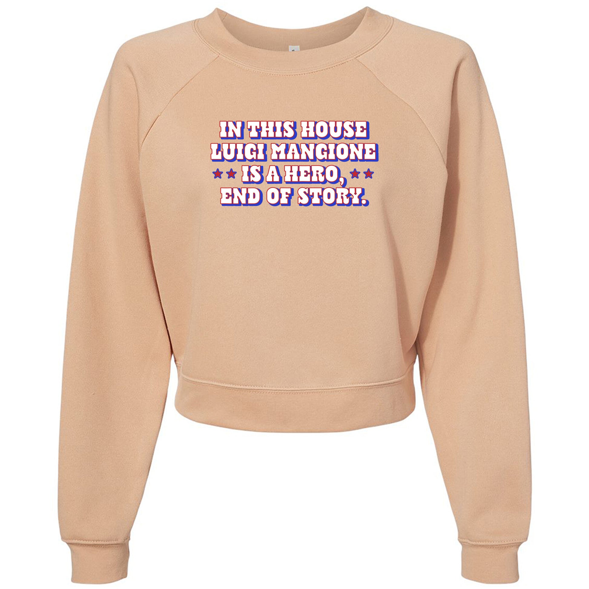 In This House Luigi Is A Hero Womens Raglan Pullover Fleece