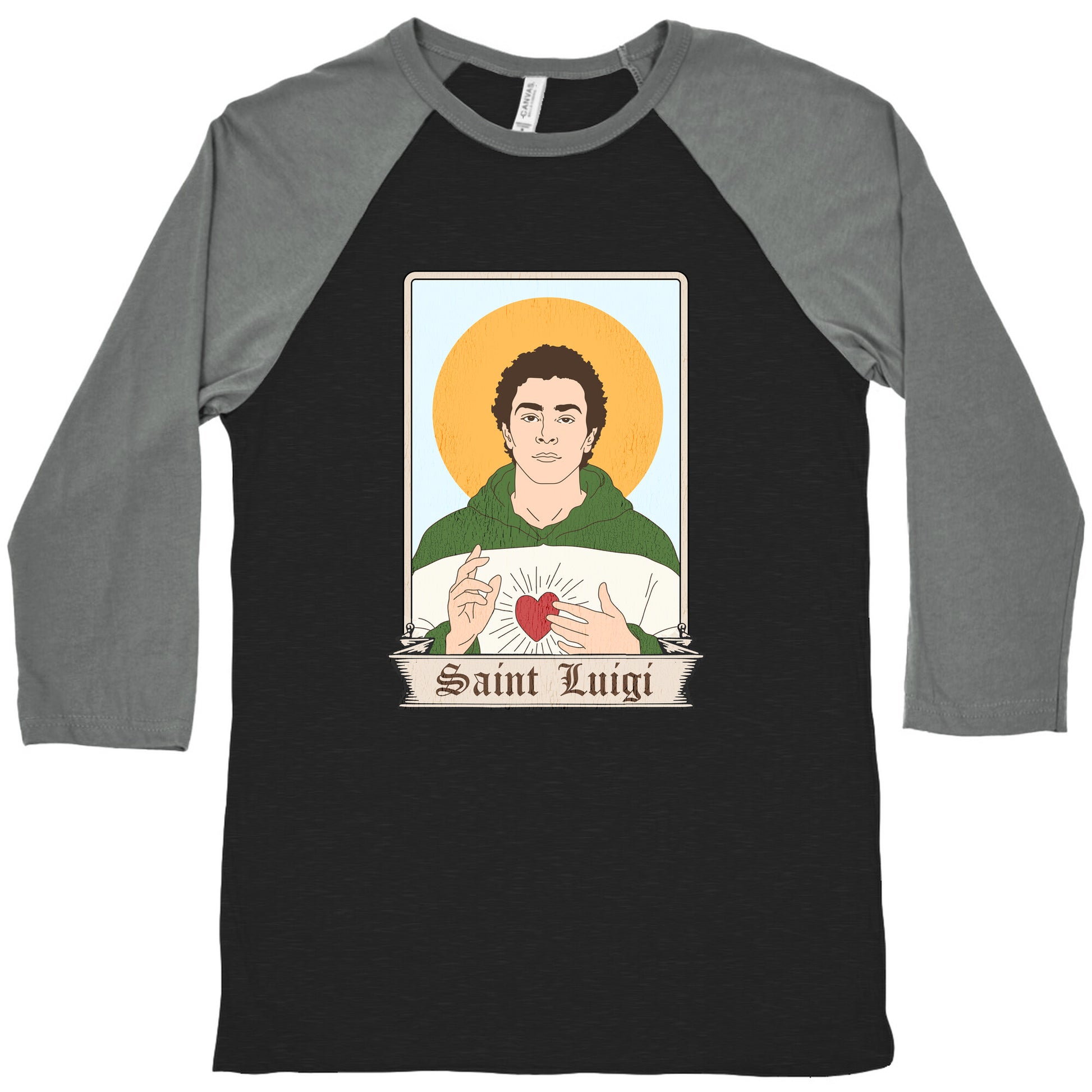 Saint Luigi Mangione Cartoon Baseball Tee