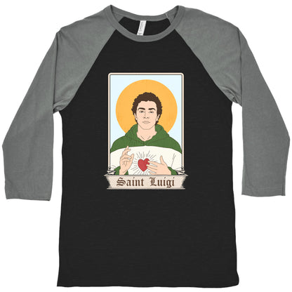 Saint Luigi Mangione Cartoon Baseball Tee