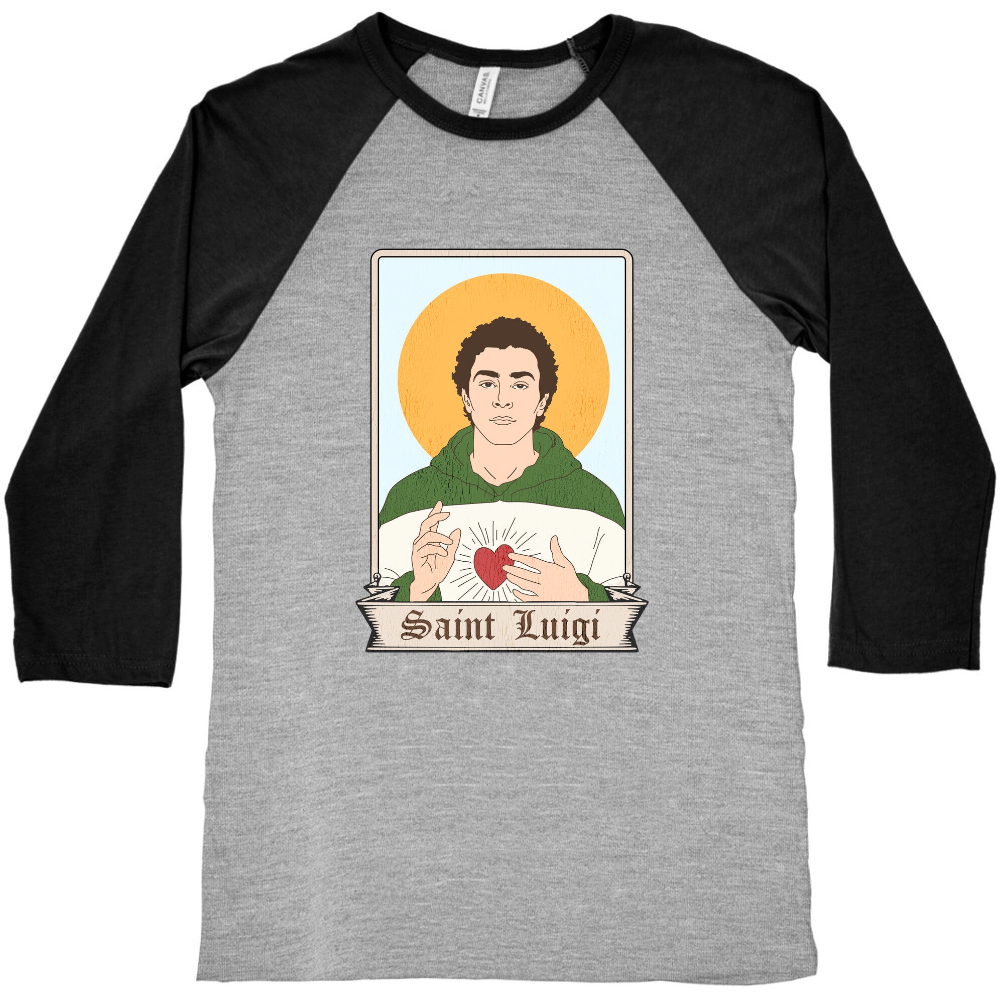 Saint Luigi Mangione Cartoon Baseball Tee