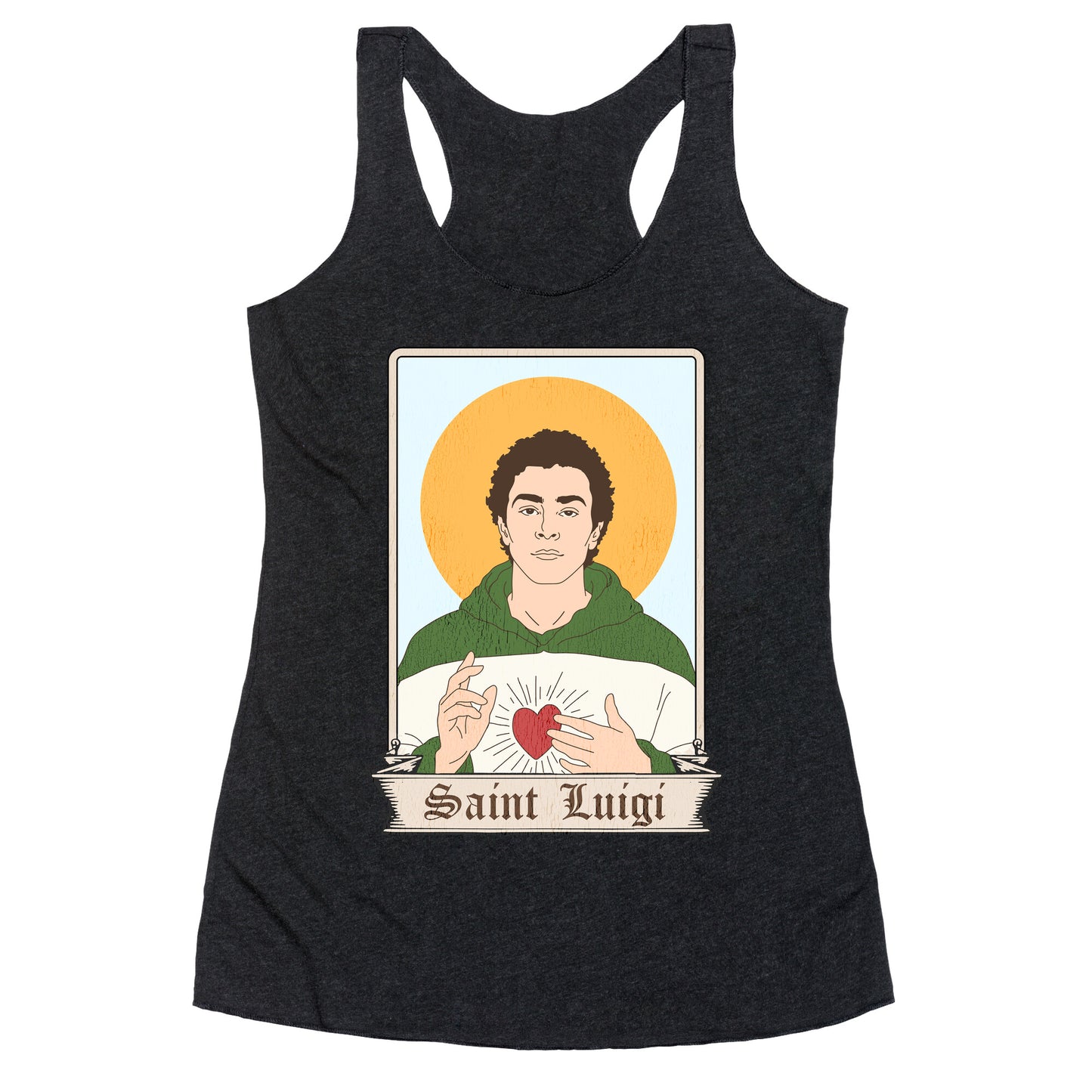 Saint Luigi Mangione Cartoon Racerback Tank