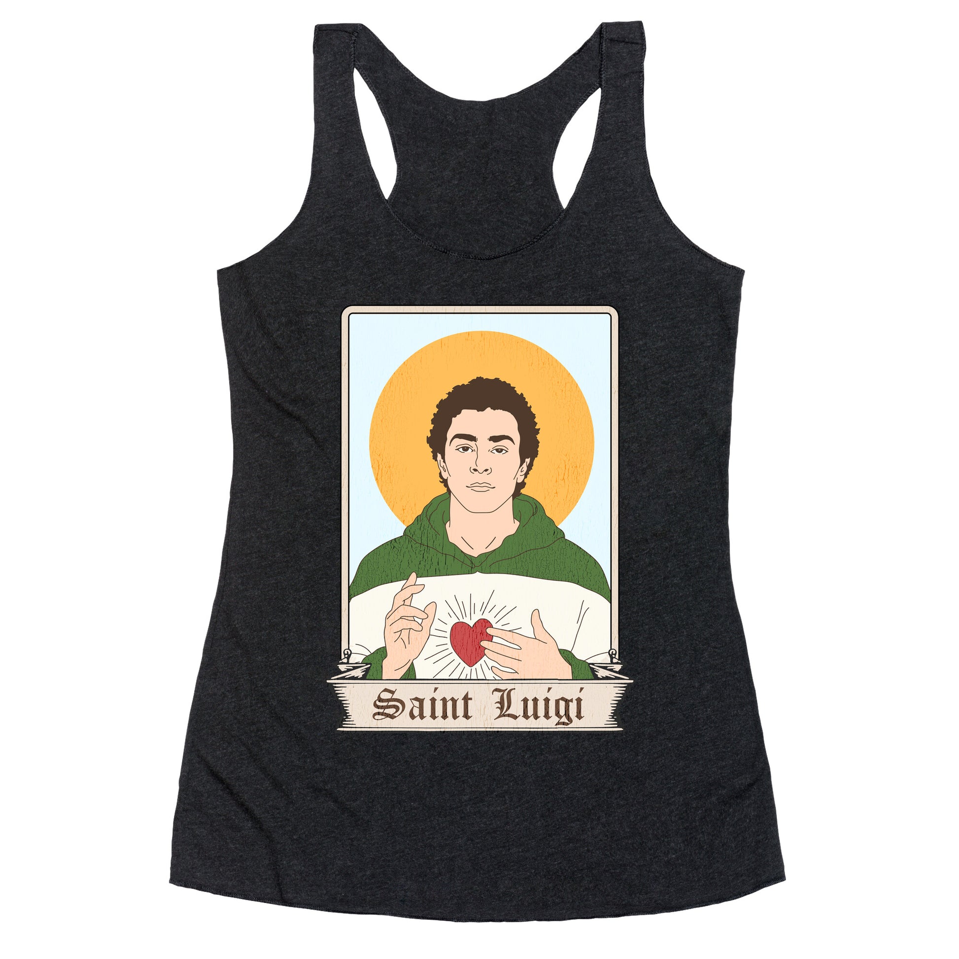 Saint Luigi Mangione Cartoon Racerback Tank