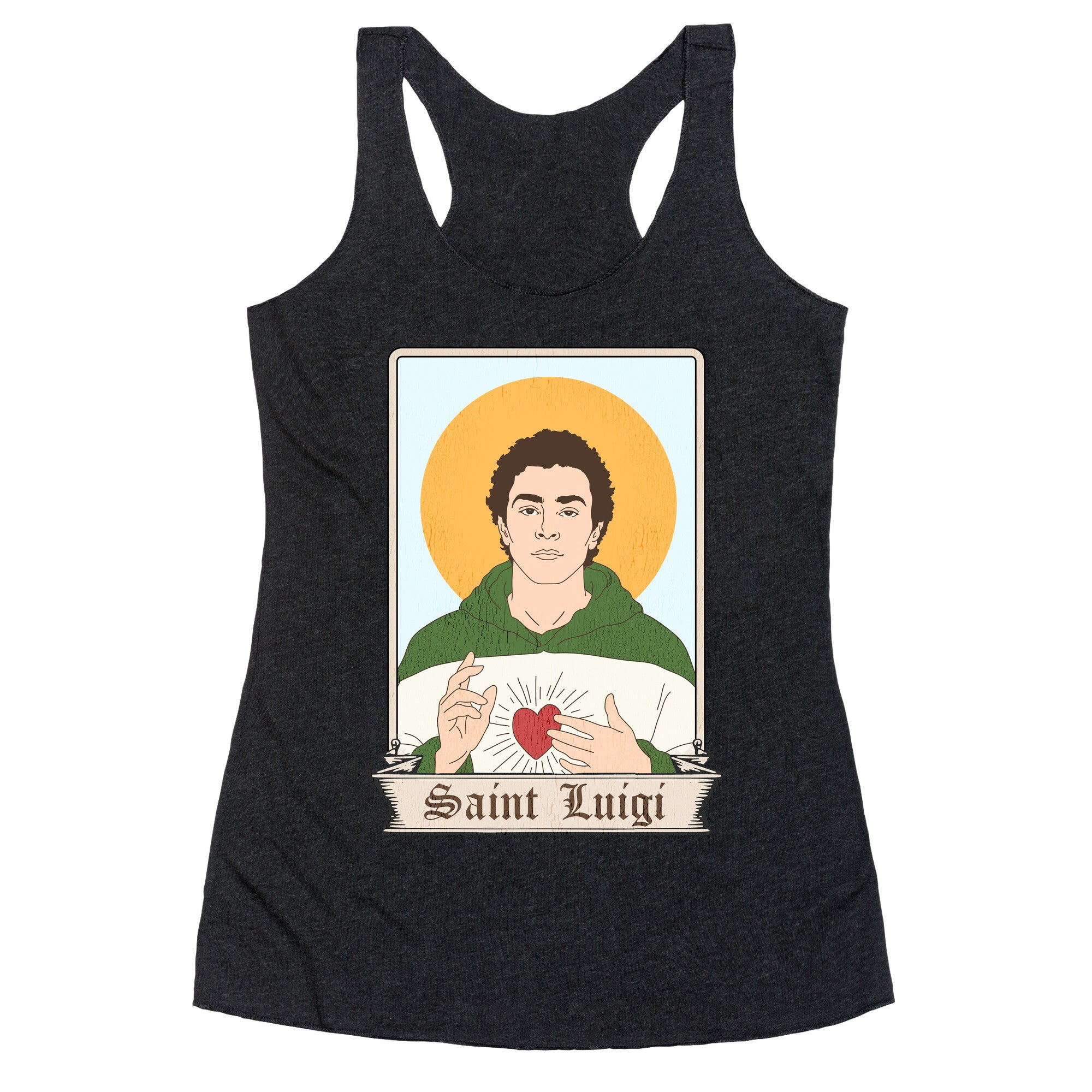 Saint Luigi Mangione Cartoon Racerback Tank