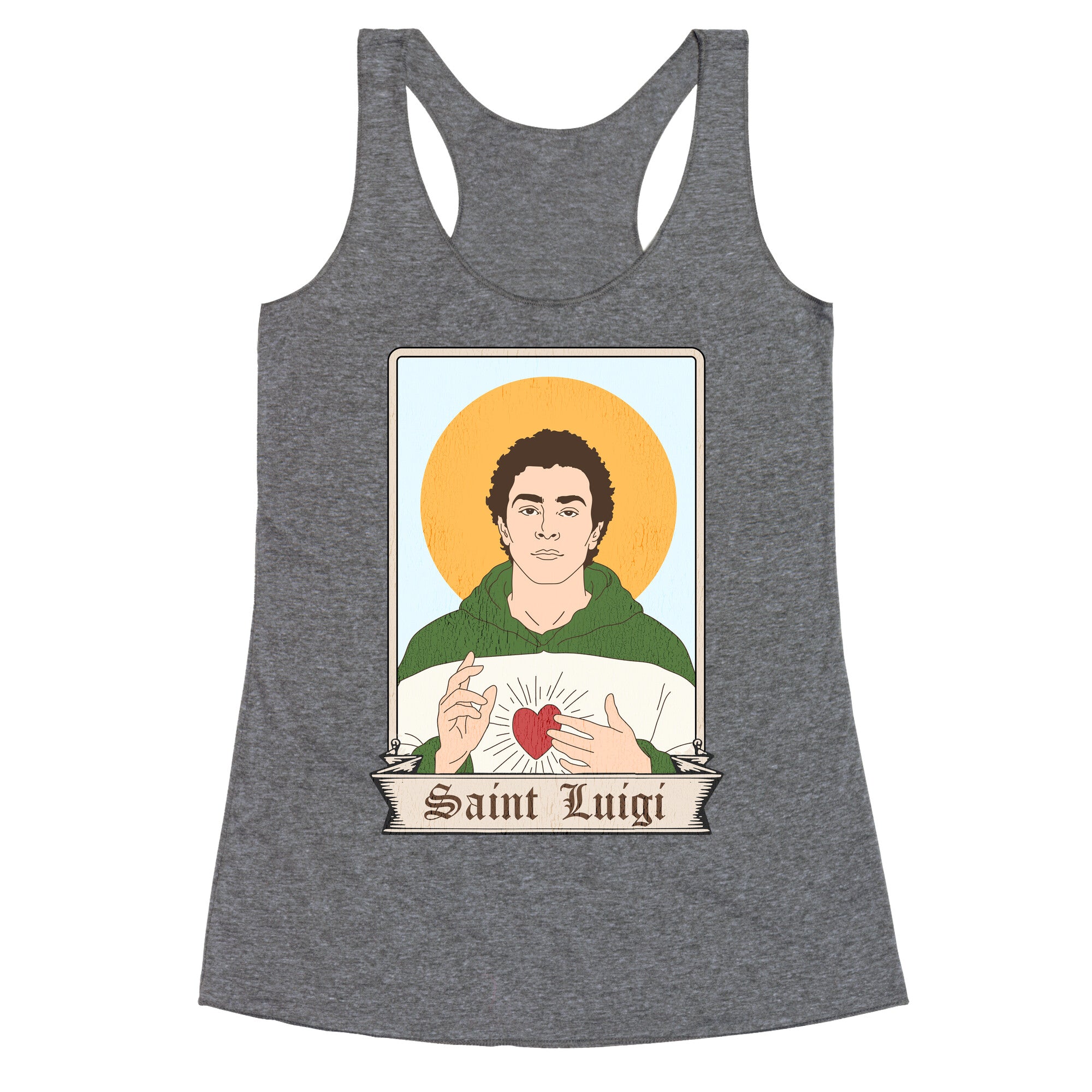 Saint Luigi Mangione Cartoon Racerback Tank