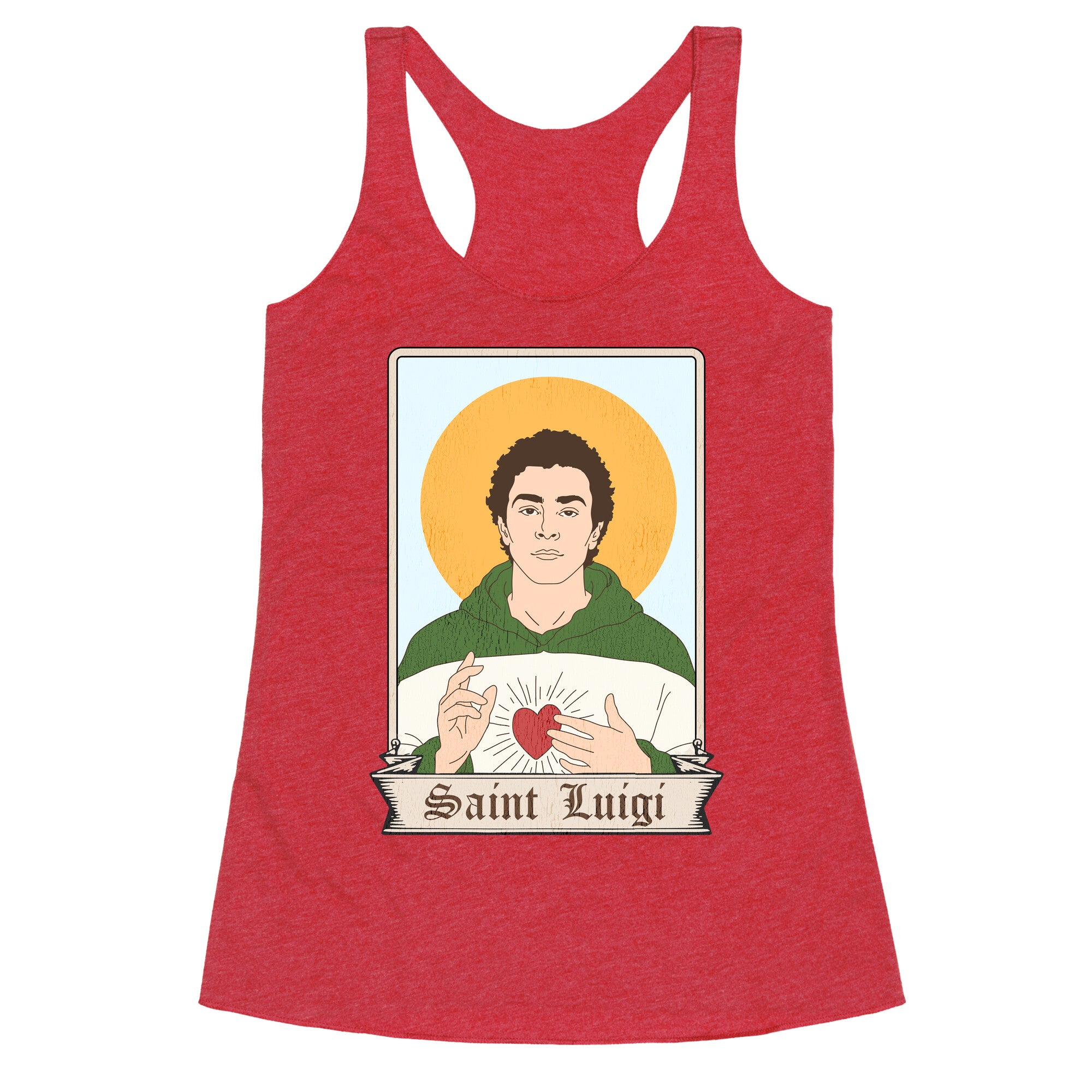 Saint Luigi Mangione Cartoon Racerback Tank