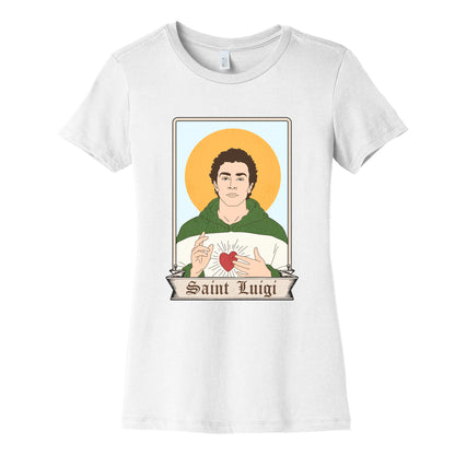 Saint Luigi Mangione Cartoon Womens Cotton Tee