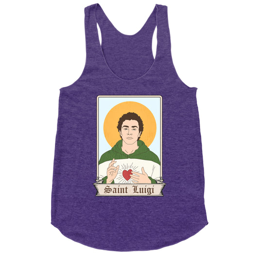 Saint Luigi Mangione Cartoon Racerback Tank