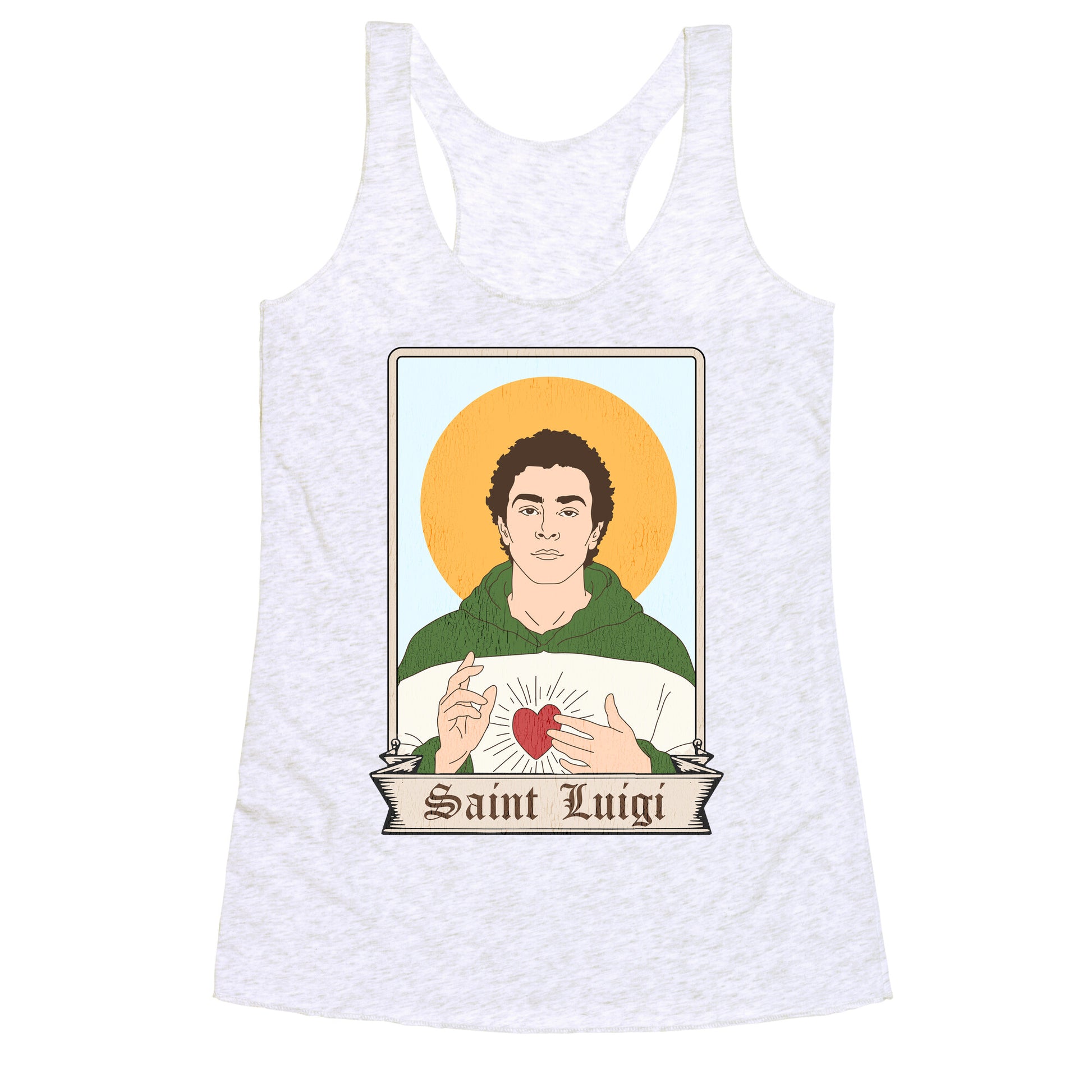 Saint Luigi Mangione Cartoon Racerback Tank