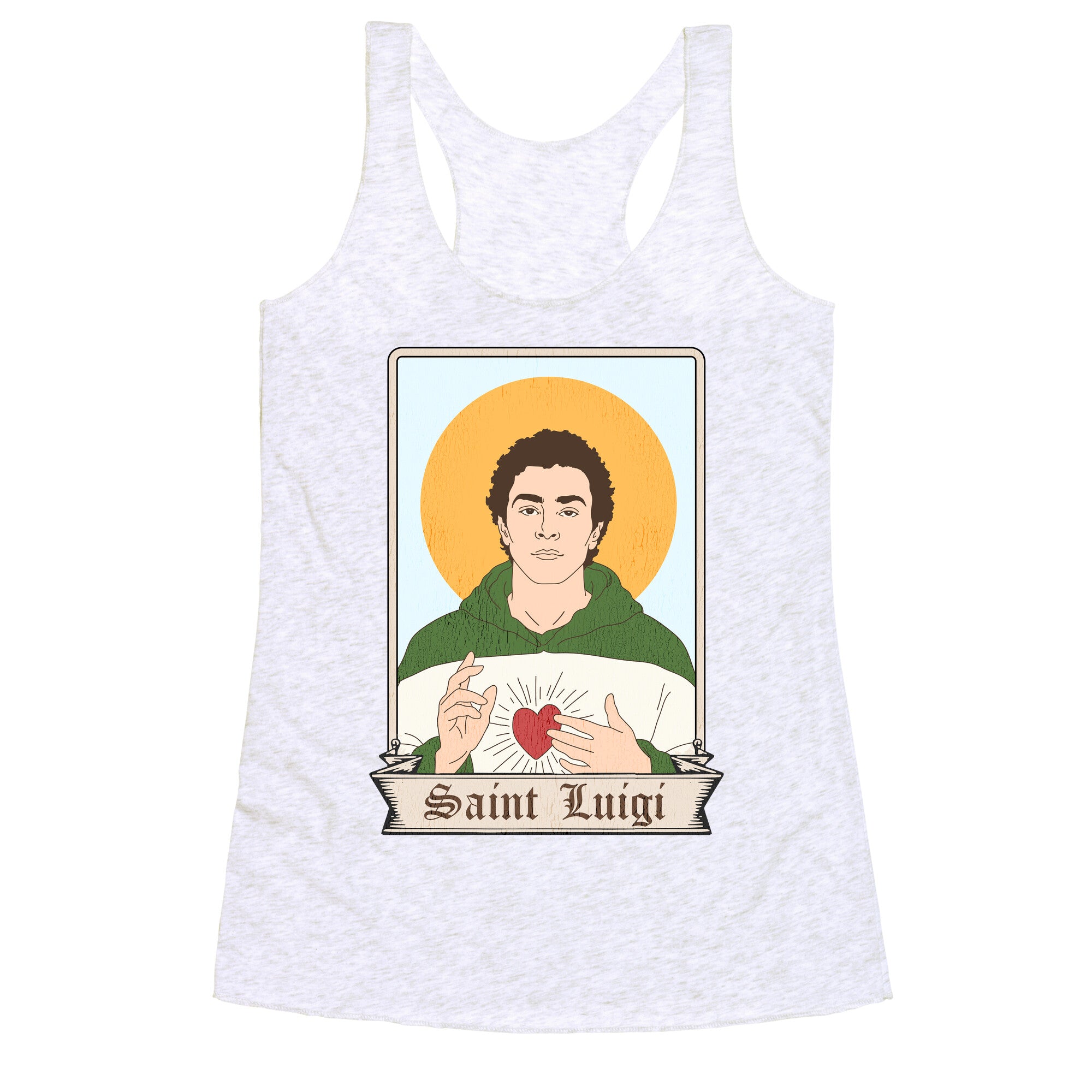 Saint Luigi Mangione Cartoon Racerback Tank