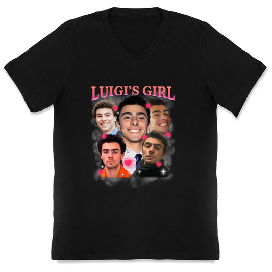 Luigis Girl Mangione Valentines Day V-Neck