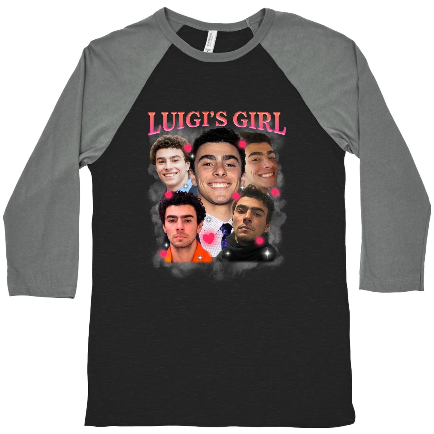 Luigis Girl Mangione Valentines Day Baseball Tee