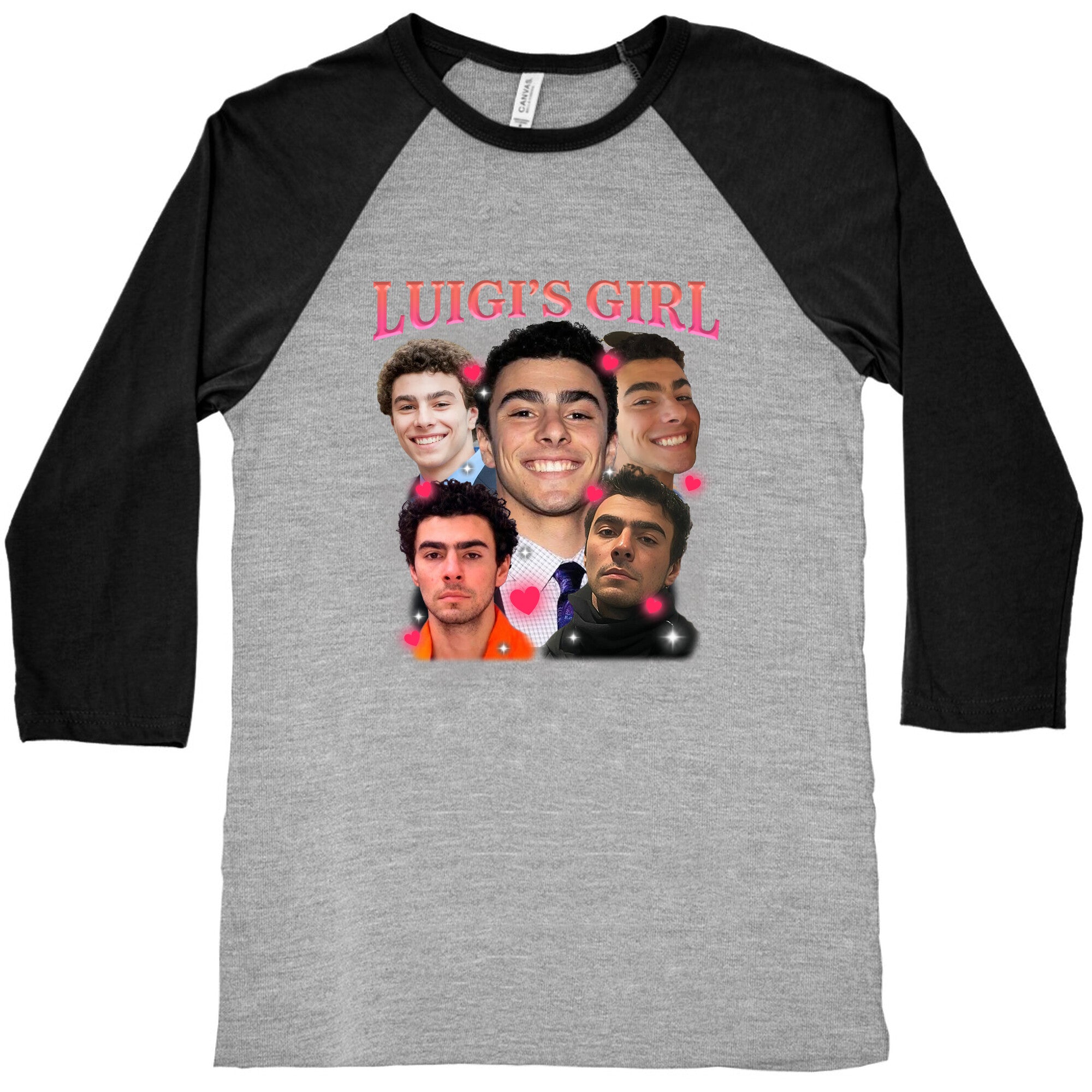 Luigis Girl Mangione Valentines Day Baseball Tee