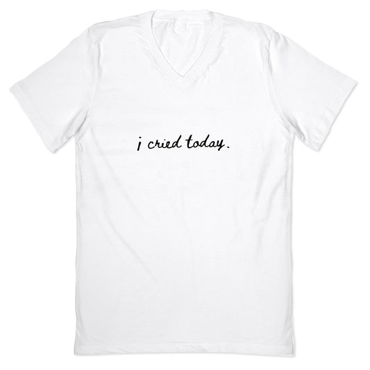 I Cried Today Cursive V-Neck