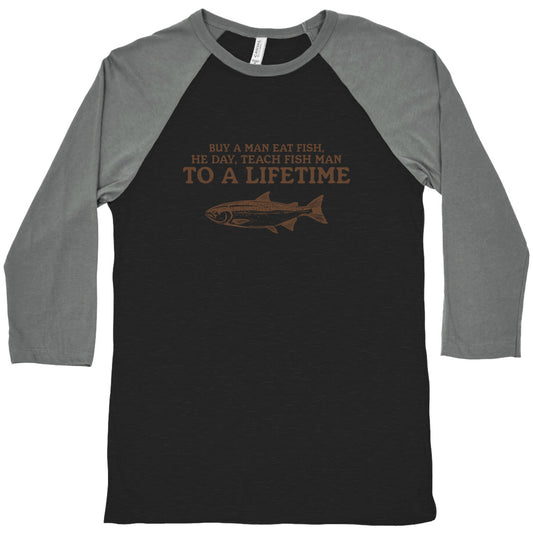 Buy A Man Eat Fish Baseball Tee