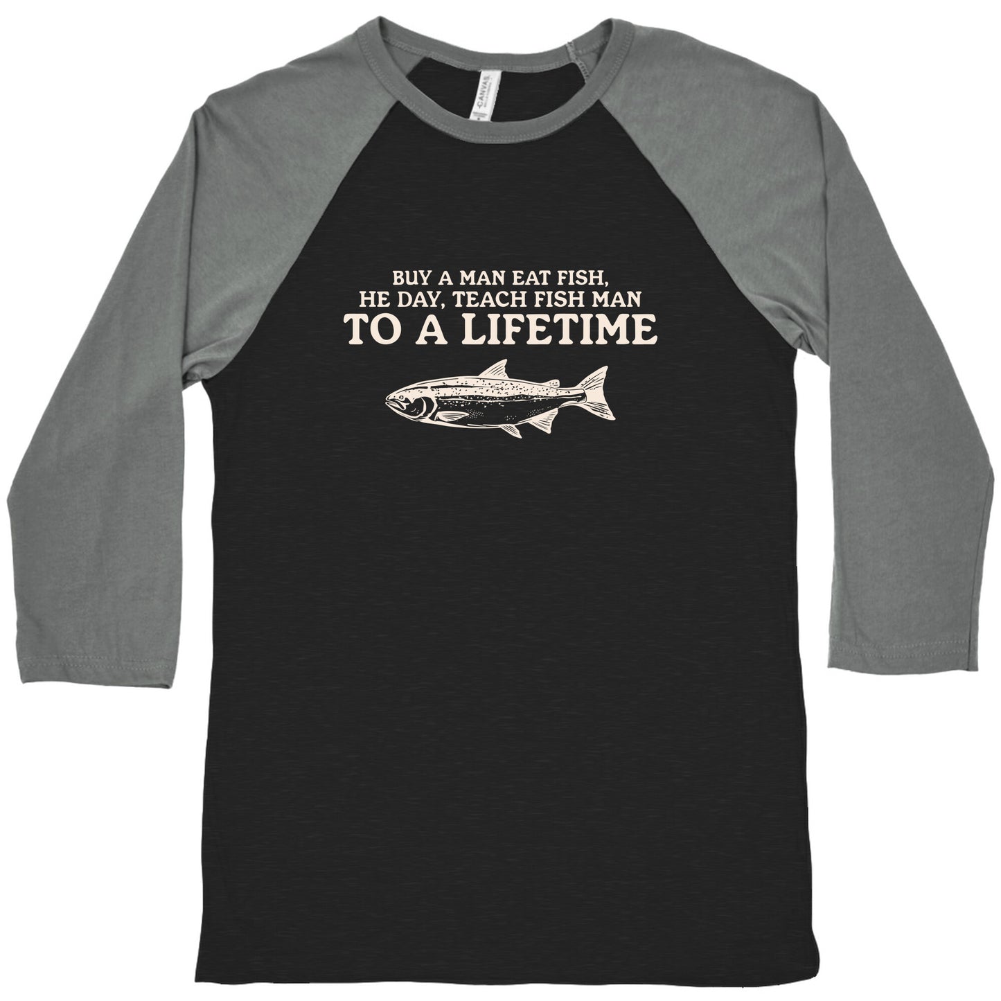 Buy A Man Eat Fish Baseball Tee