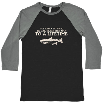 Buy A Man Eat Fish Baseball Tee