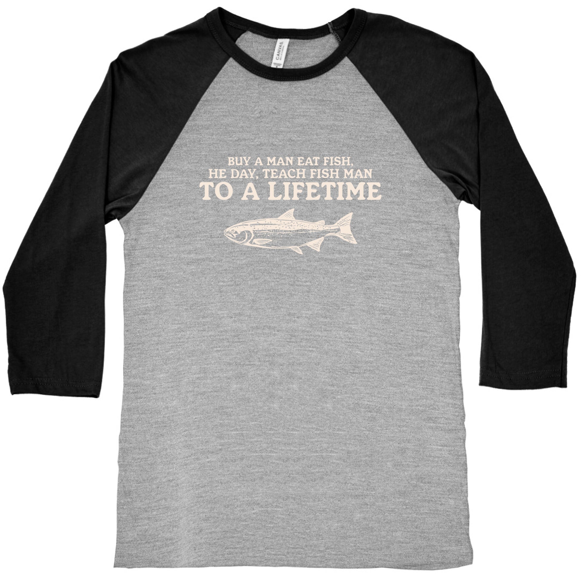 Buy A Man Eat Fish Baseball Tee
