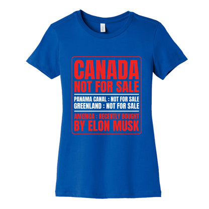 Canada Not For Sale Womens Cotton Tee