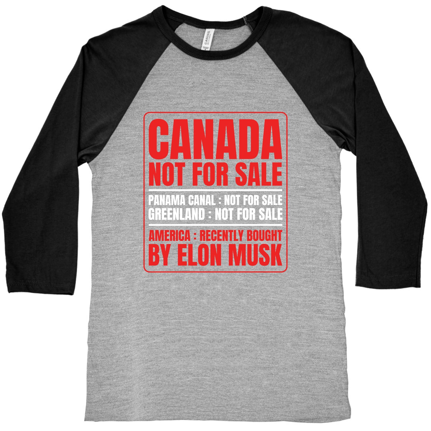 Canada Not For Sale Baseball Tee