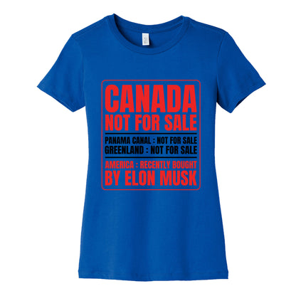 Canada Not For Sale Womens Cotton Tee