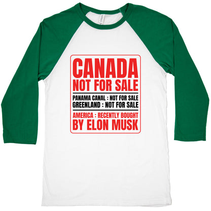 Canada Not For Sale Baseball Tee