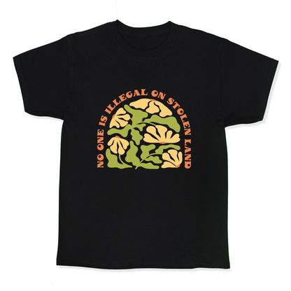 No One Is Illegal On Stolen Land Floral Kids Tee