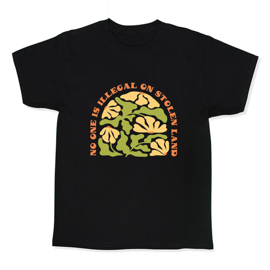 No One Is Illegal On Stolen Land Floral Kids Tee