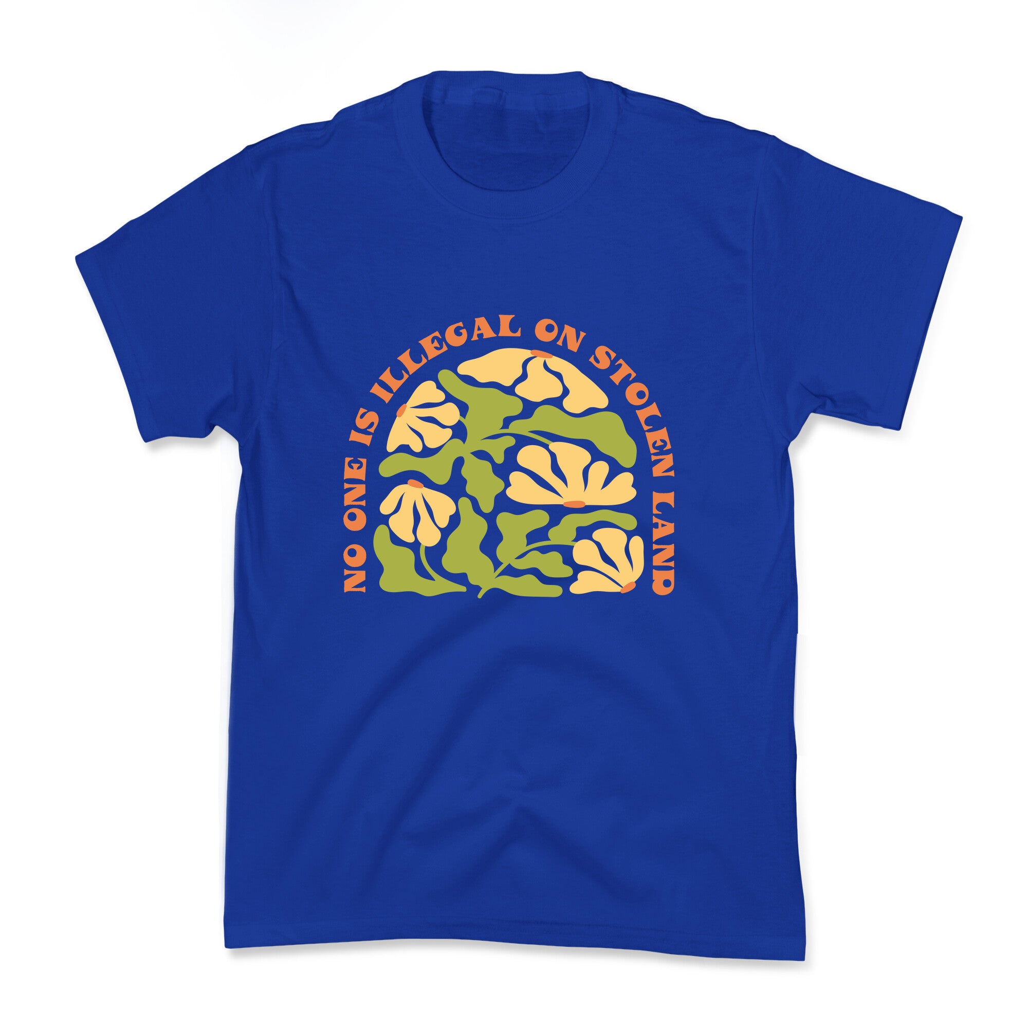 No One Is Illegal On Stolen Land Floral Kids Tee