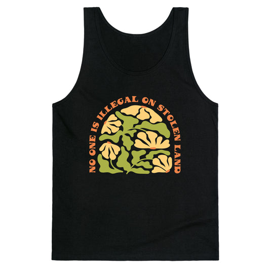 No One Is Illegal On Stolen Land Floral Tank Top