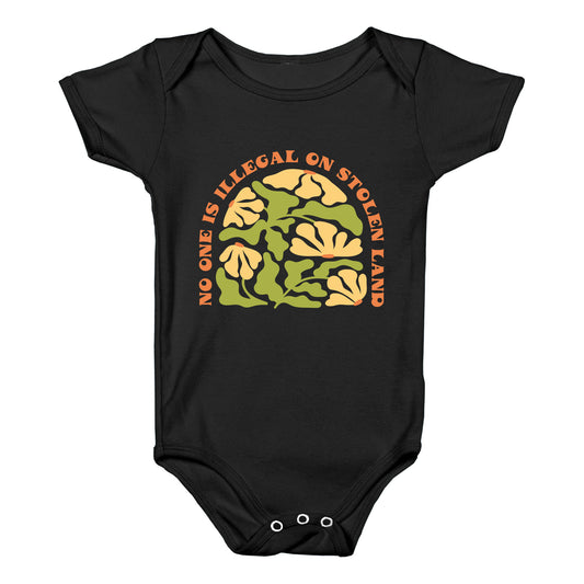 No One Is Illegal On Stolen Land Floral Baby One-Piece
