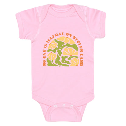 No One Is Illegal On Stolen Land Floral Baby One-Piece