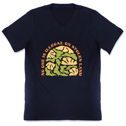 No One Is Illegal On Stolen Land Floral V-Neck