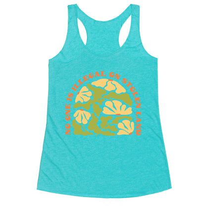No One Is Illegal On Stolen Land Floral Racerback Tank