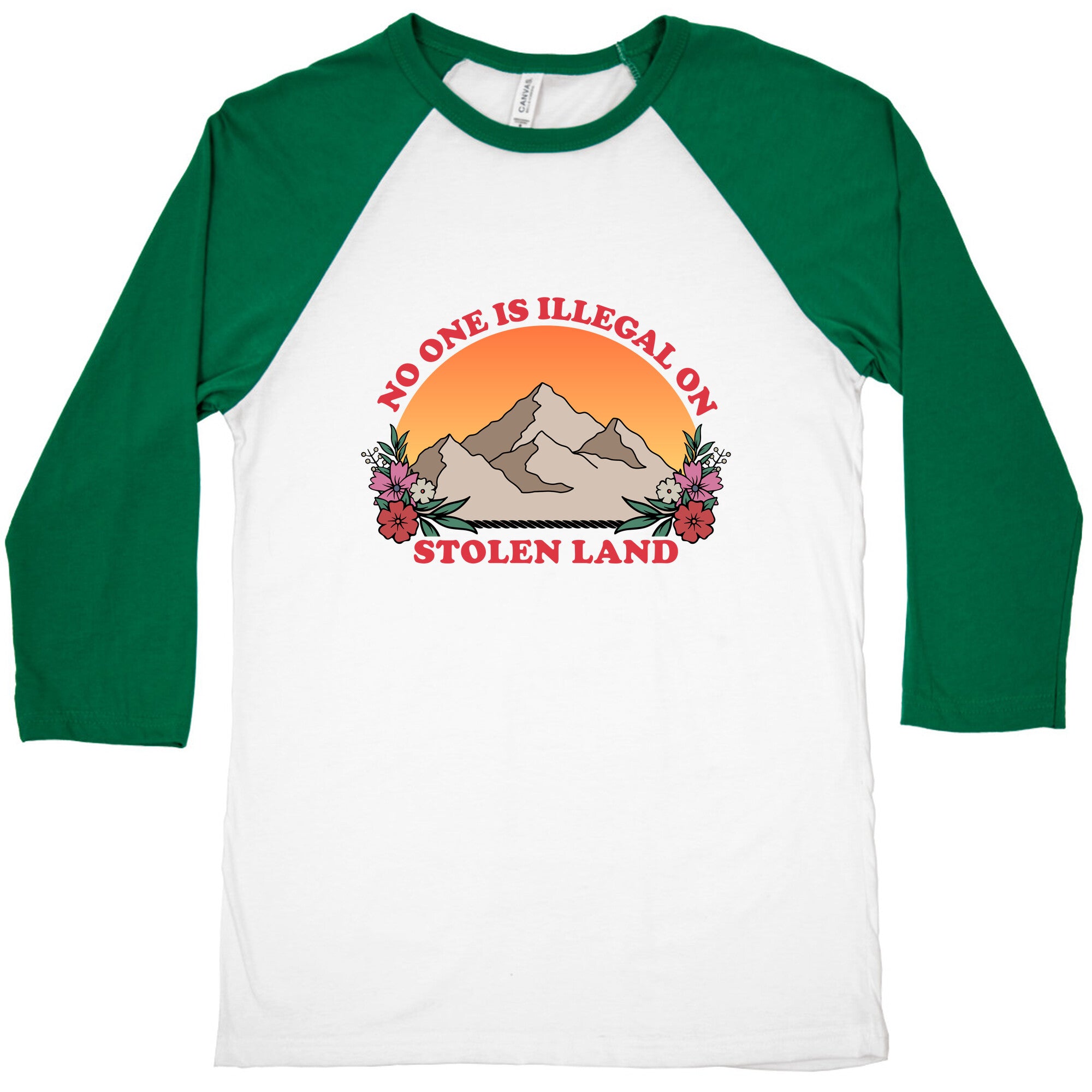 No One Is Illegal On Stolen Land Mountain Baseball Tee