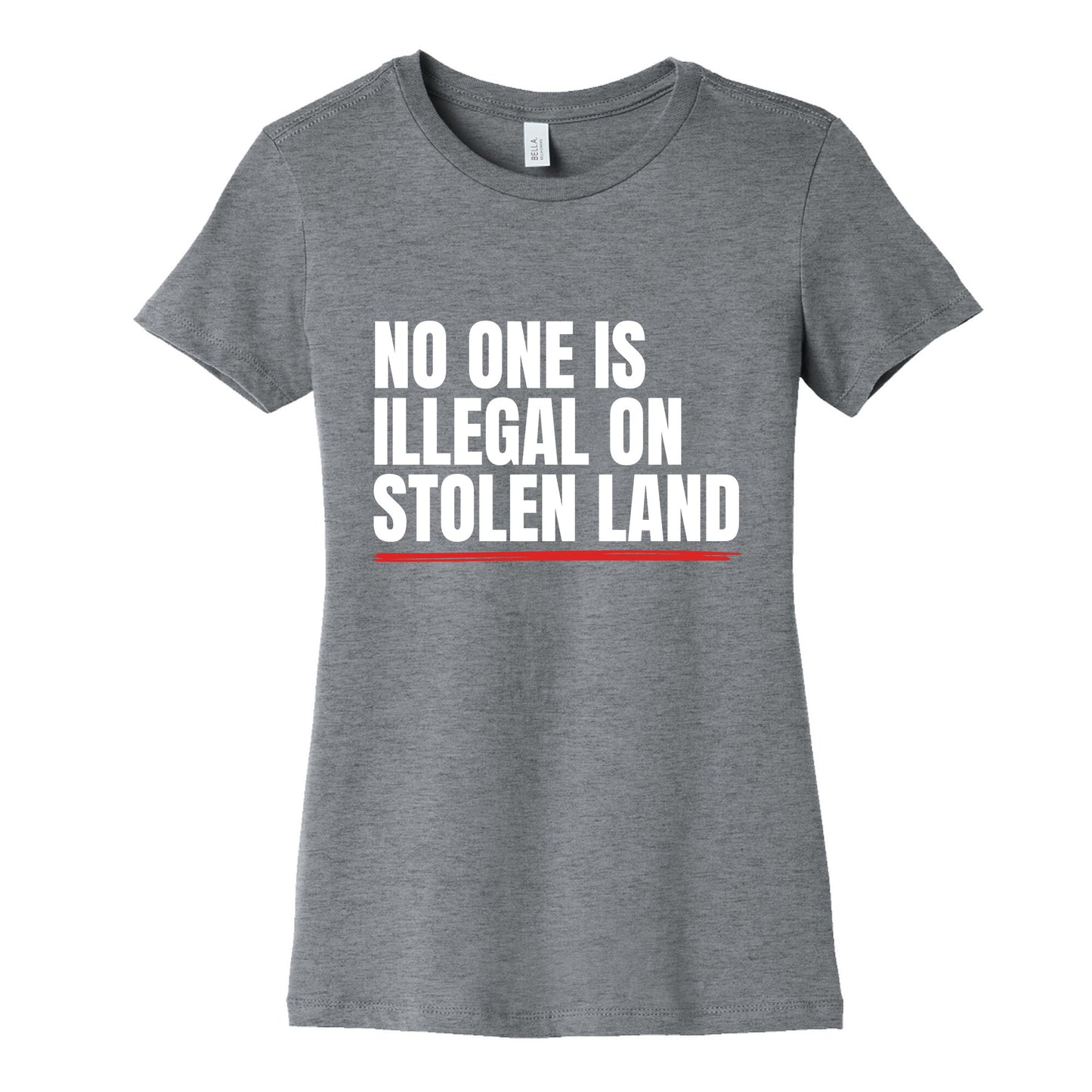 No One Is Illegal On Stolen Land Womens Cotton Tee