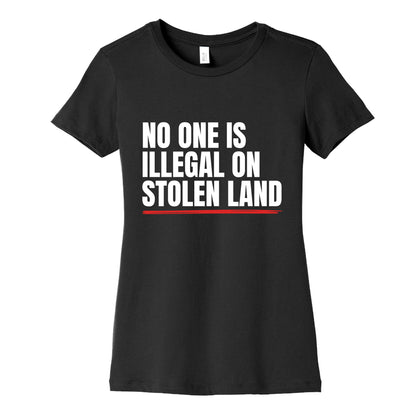 No One Is Illegal On Stolen Land Womens Cotton Tee