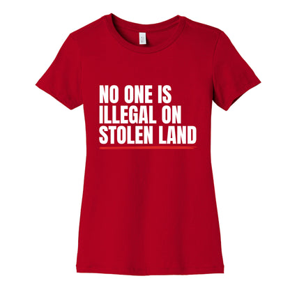 No One Is Illegal On Stolen Land Womens Cotton Tee