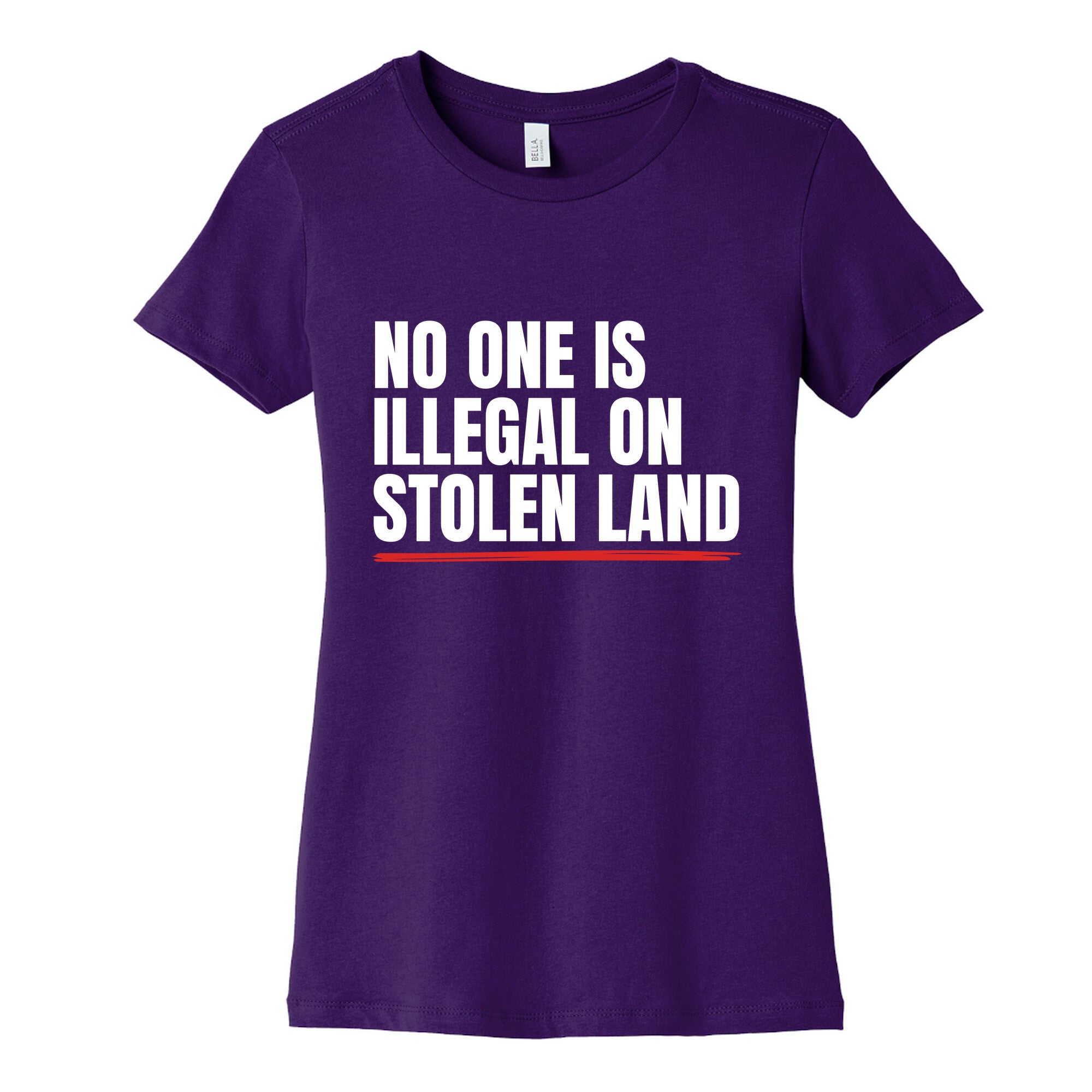 No One Is Illegal On Stolen Land Womens Cotton Tee
