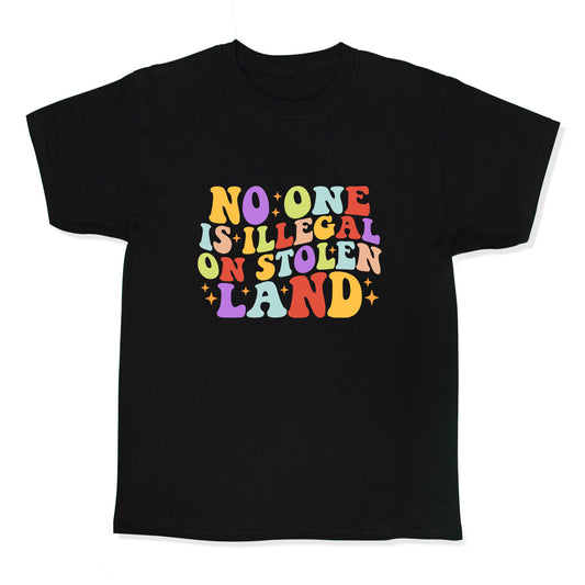 No One Is Illegal On Stolen Land Retro Kids Tee