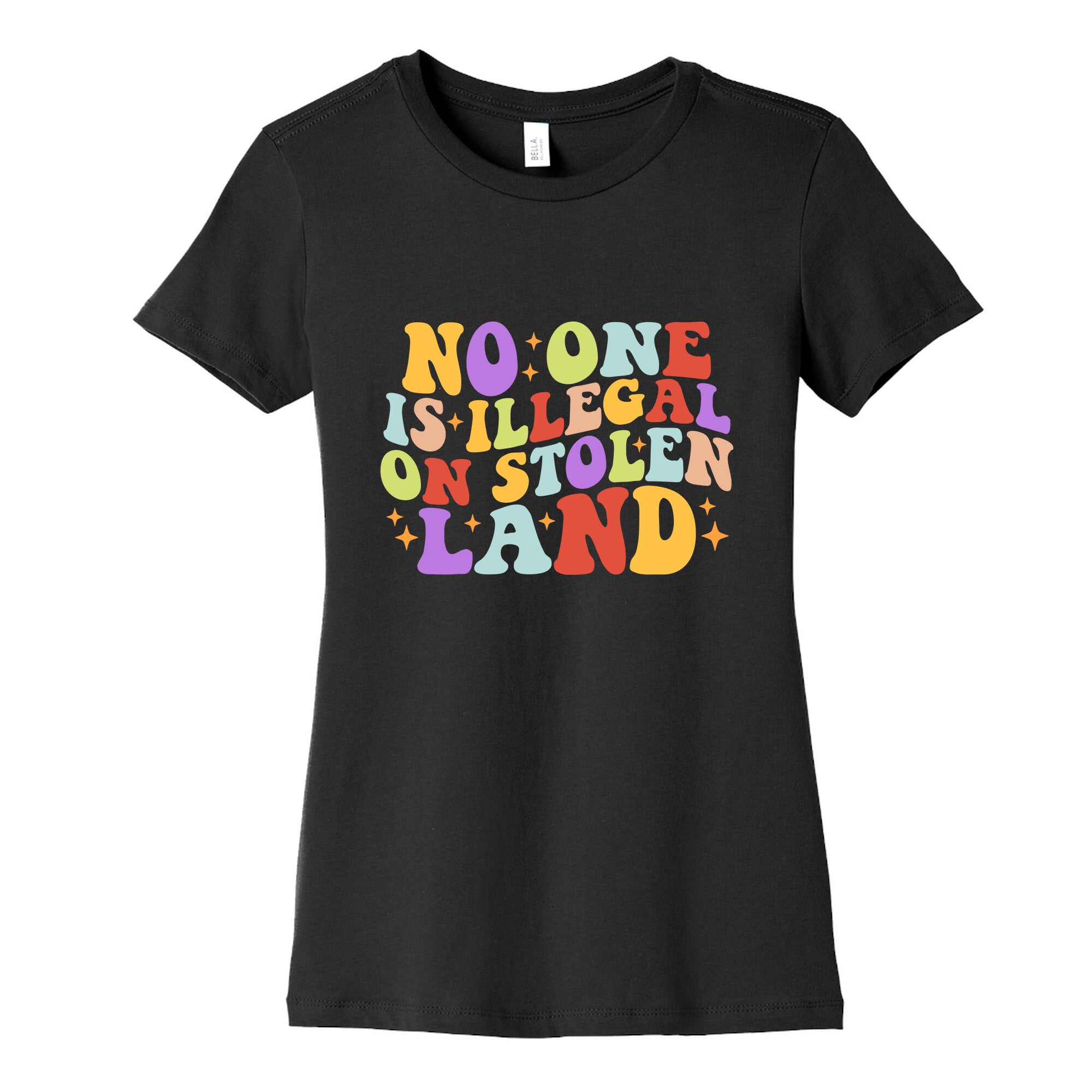 No One Is Illegal On Stolen Land Retro Womens Cotton Tee
