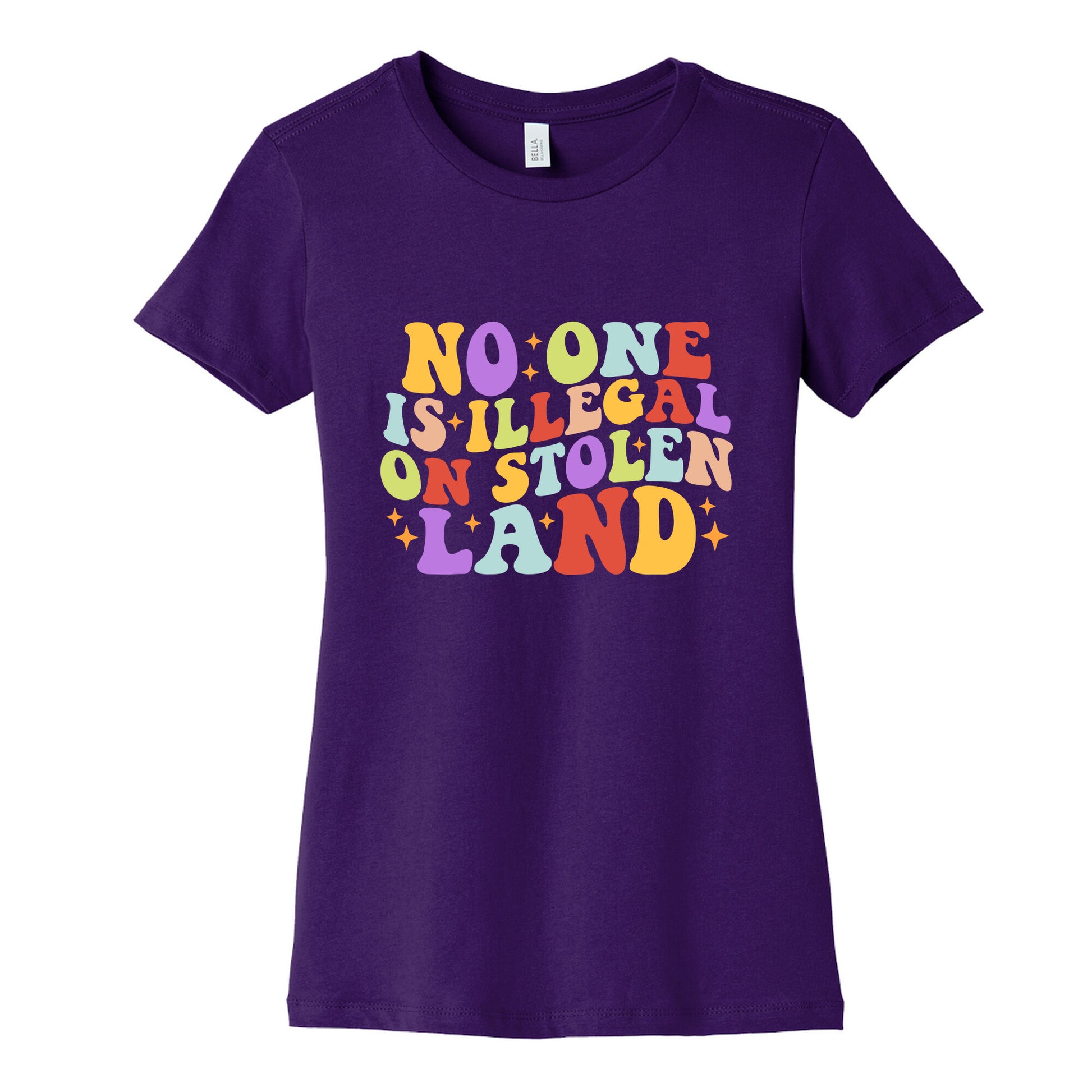 No One Is Illegal On Stolen Land Retro Womens Cotton Tee