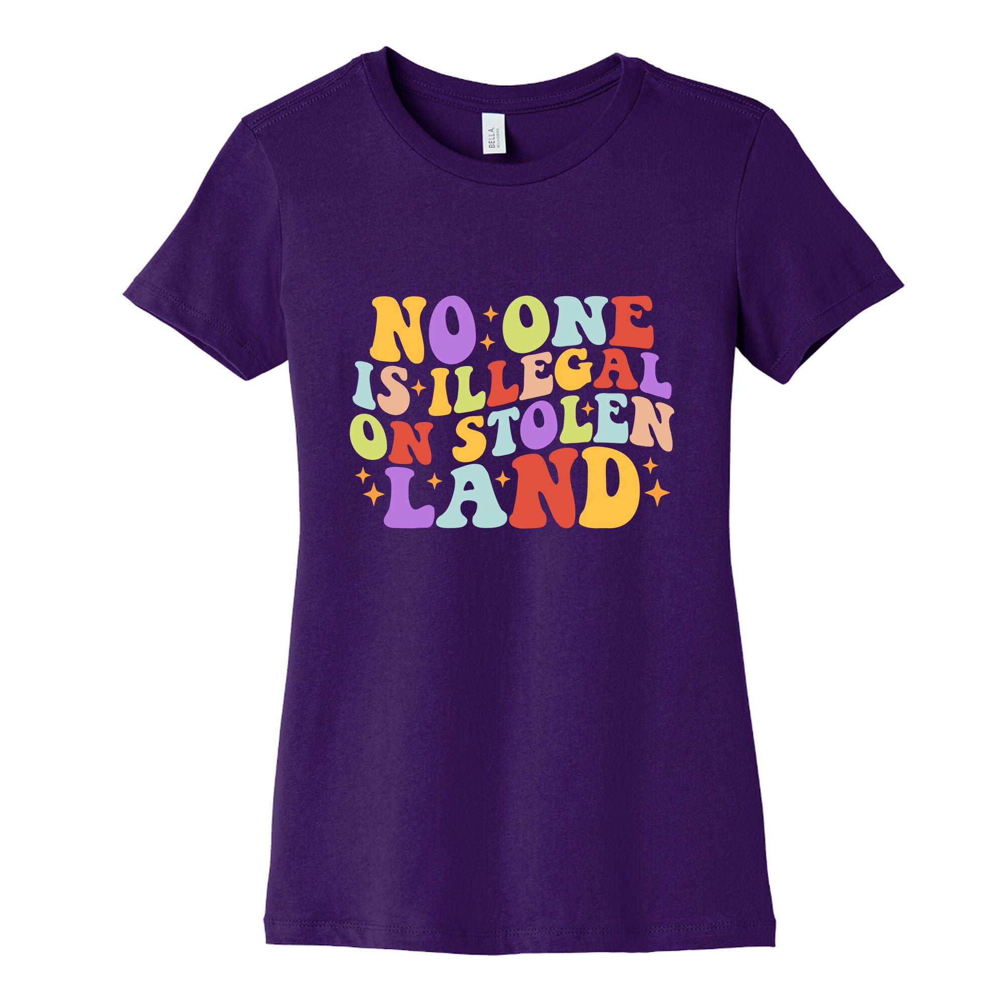 No One Is Illegal On Stolen Land Retro Womens Cotton Tee