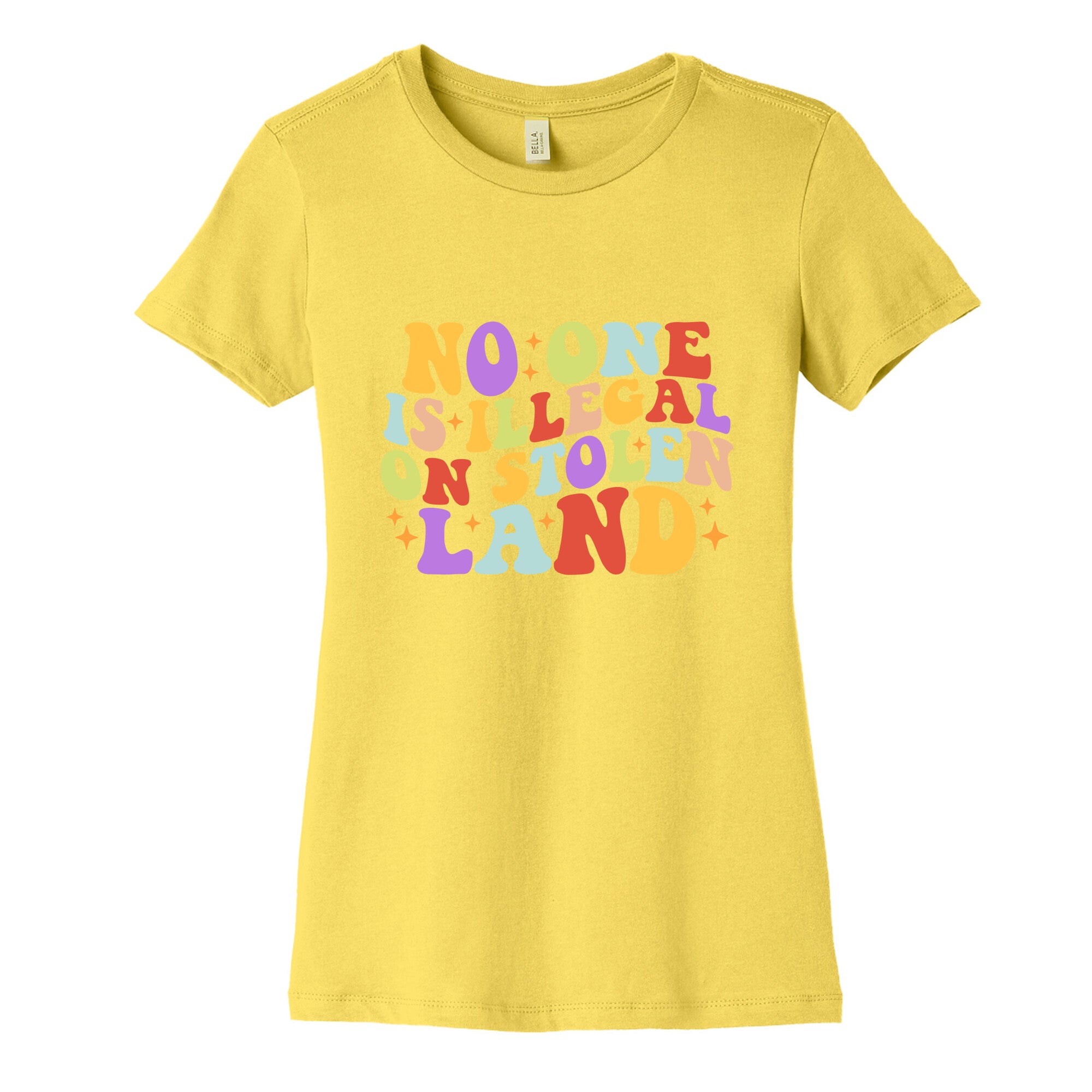 No One Is Illegal On Stolen Land Retro Womens Cotton Tee