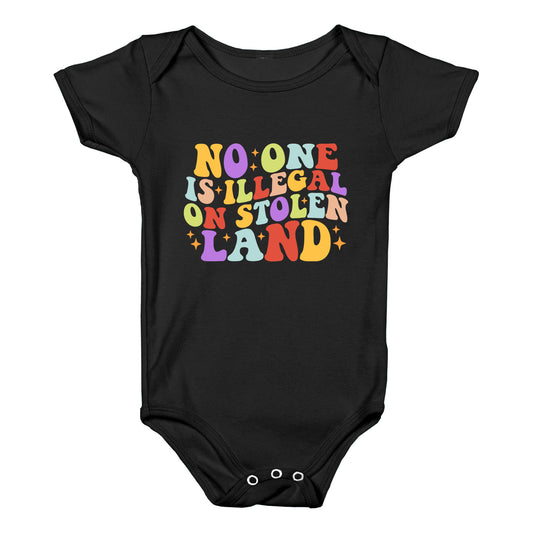 No One Is Illegal On Stolen Land Retro Baby One-Piece