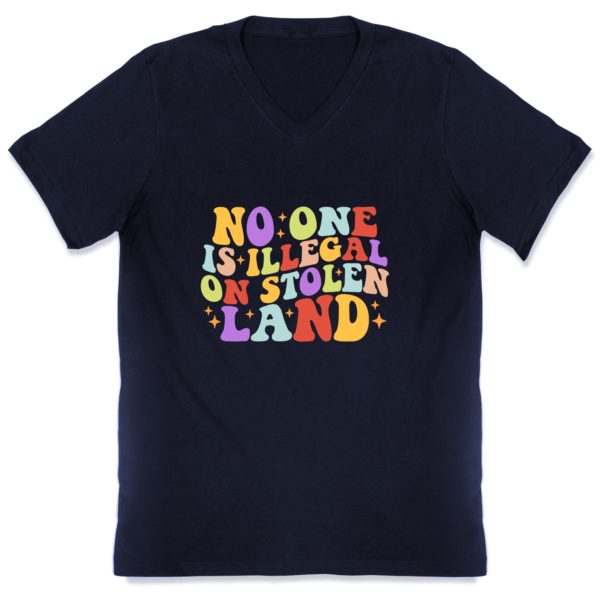 No One Is Illegal On Stolen Land Retro V-Neck