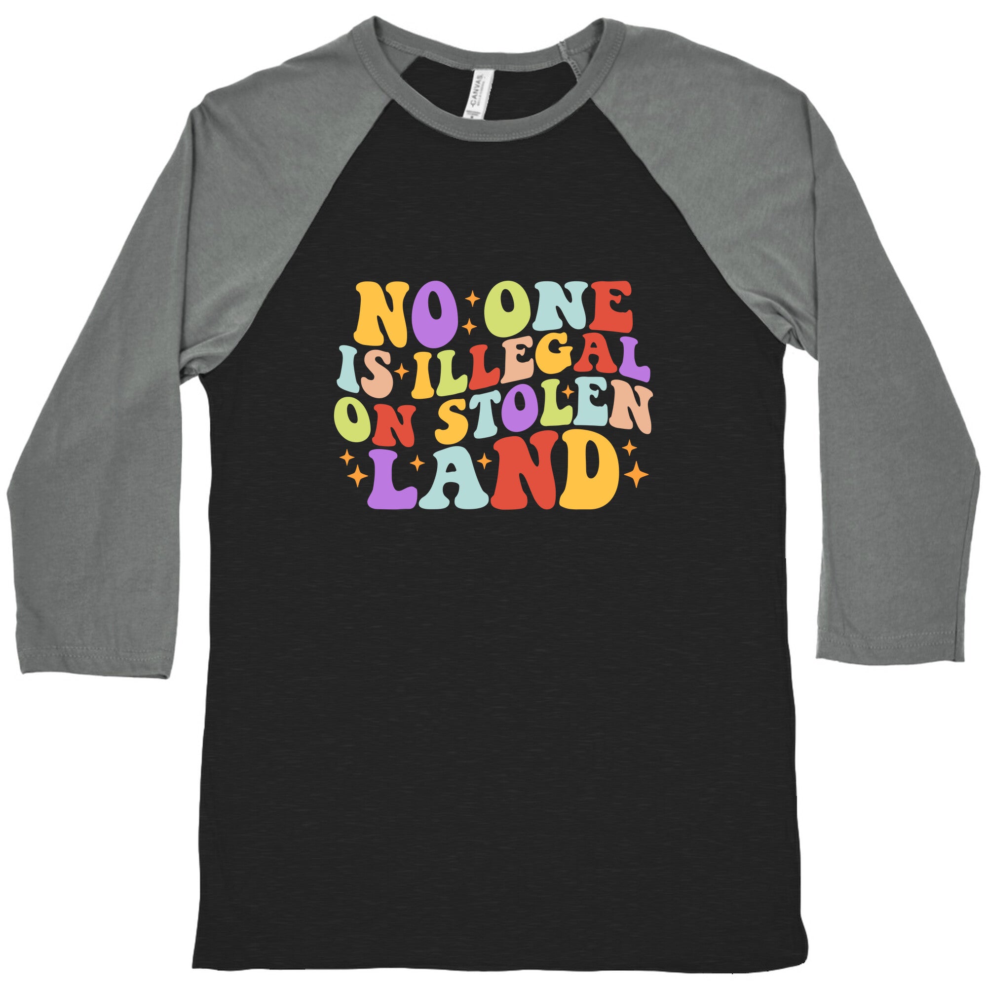 No One Is Illegal On Stolen Land Retro Baseball Tee