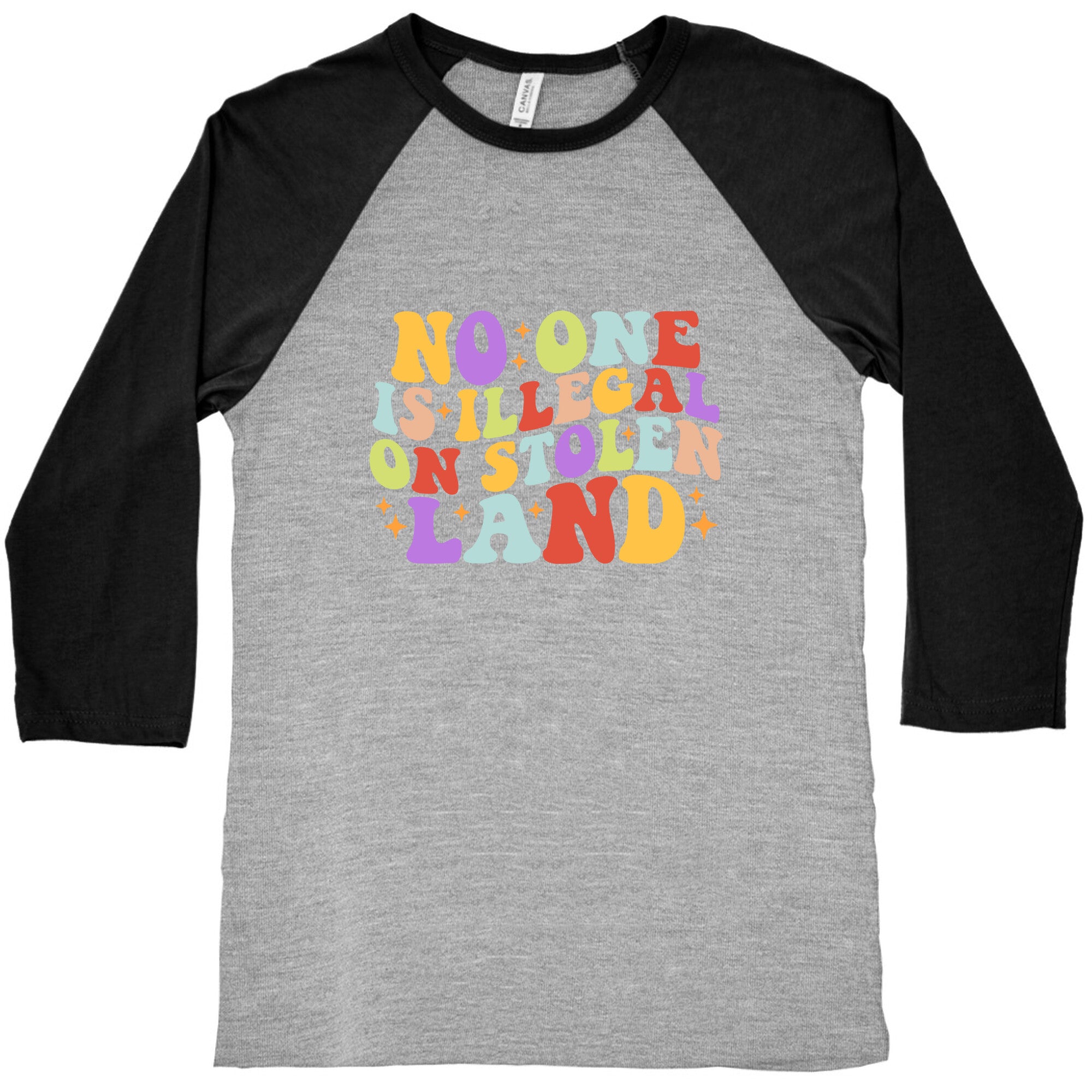 No One Is Illegal On Stolen Land Retro Baseball Tee