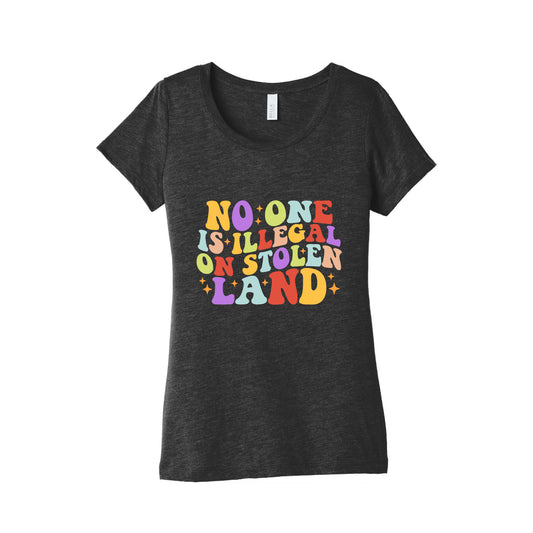 No One Is Illegal On Stolen Land Retro Womens Triblend Tee