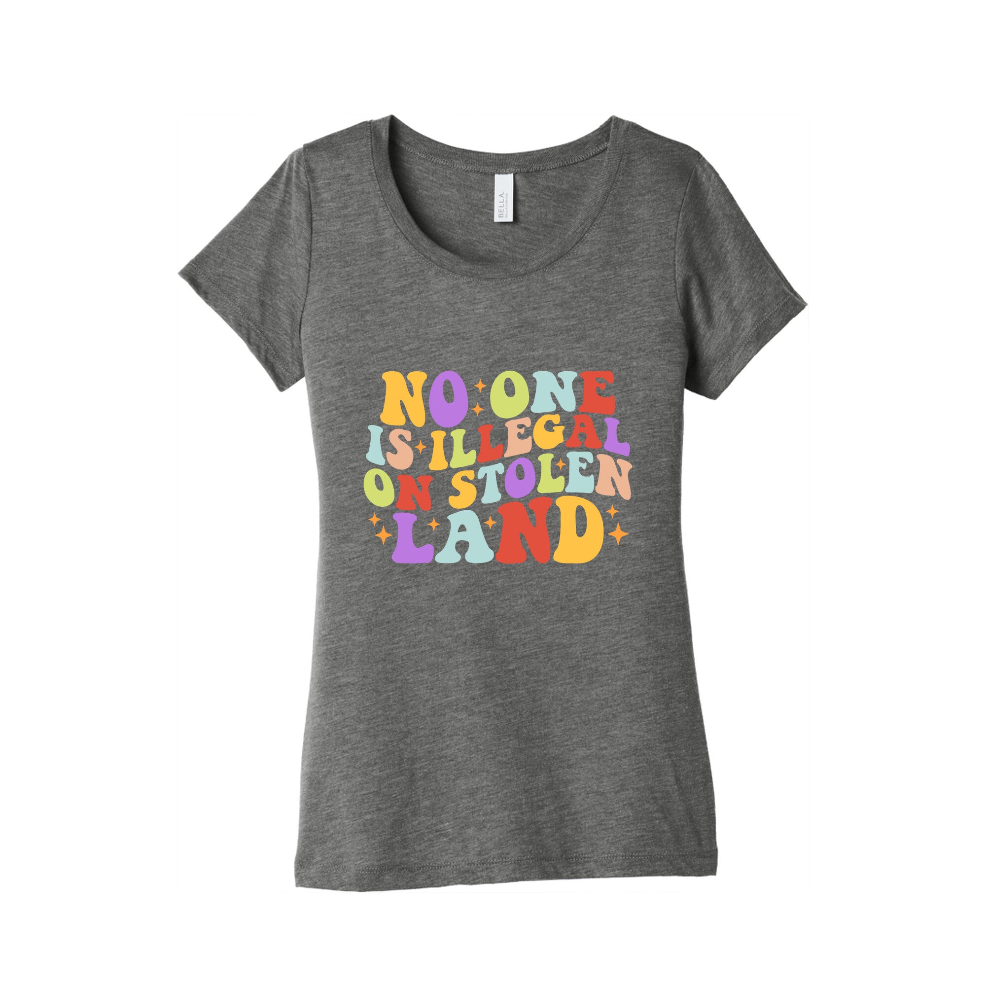 No One Is Illegal On Stolen Land Retro Womens Triblend Tee