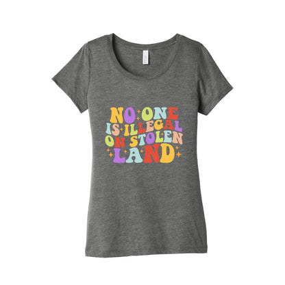 No One Is Illegal On Stolen Land Retro Womens Triblend Tee